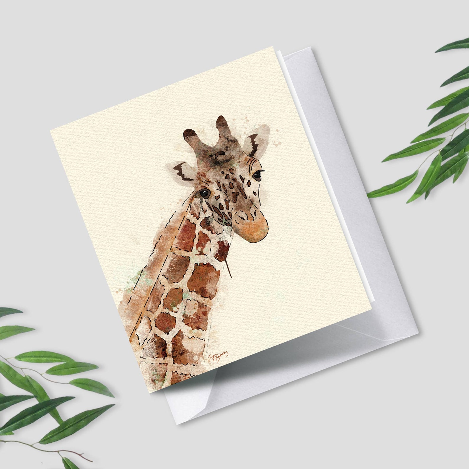 Greeting Card Giraffe Art Print Blank Greeting Card | Etsy