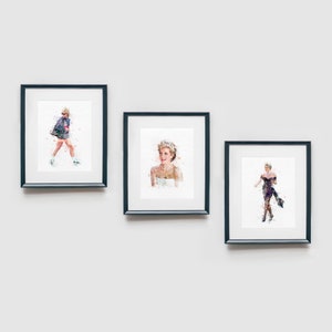 3 Set Princess Diana Wall Art, Watercolor, Original Art, Poster, Art, Art Prints, Pop Culture