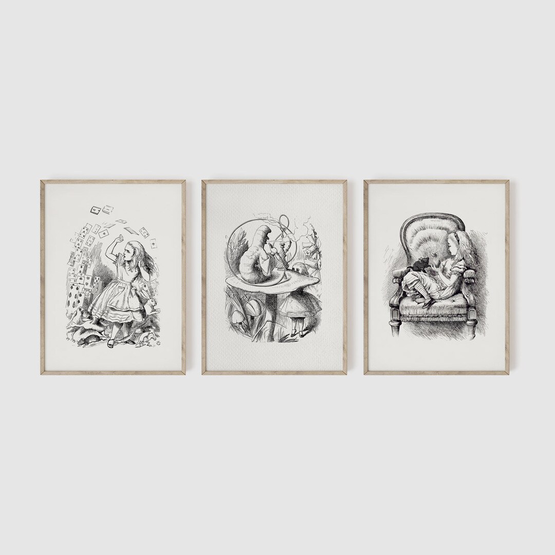 Alice in Wonderland Nursery, Set of 3 Prints, Nursery Wall Art, Nursery ...