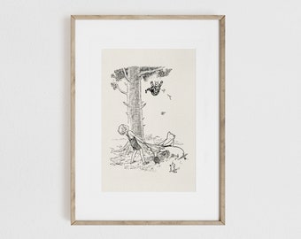 Winnie the Pooh Print Poster, Piglet, Tigger, Eeyore, Nursery Print, Kids Room, Baby Room, Pooh Print, Vintage, Neutral #7