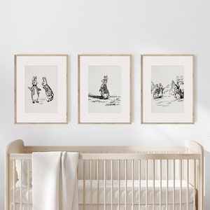 Set of 3 Beatrix Potter Prints, Peter Rabbit, Neutral Nursery Art ...