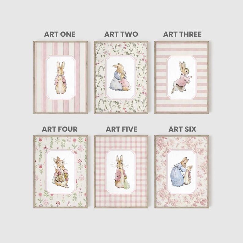 Peter Rabbit Nursery Prints, Vintage Nursery Decor Girl, Set of 6 ...