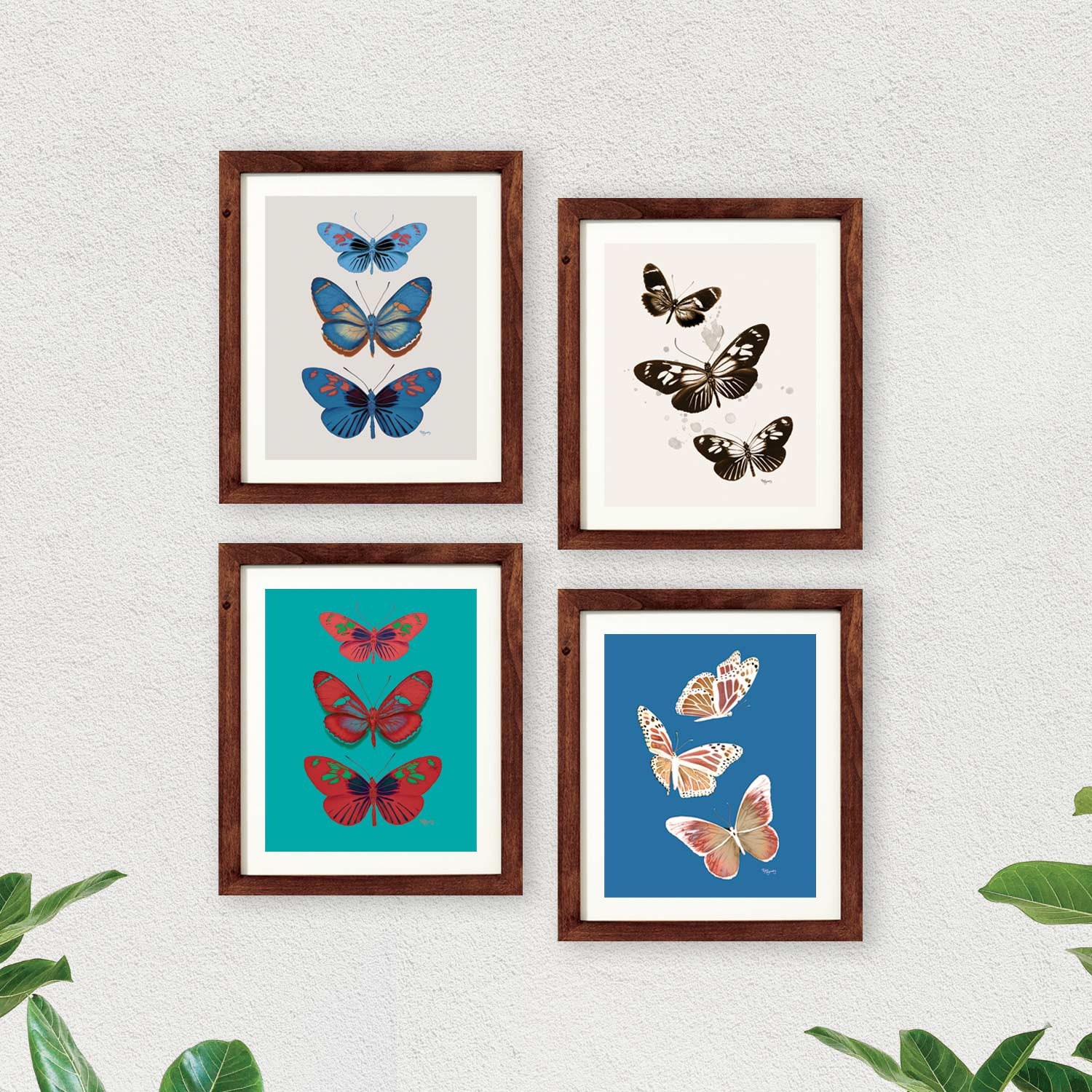 4 Set Butterfly Wall Art Prints Home & Living Art Wall Décor | Etsy
