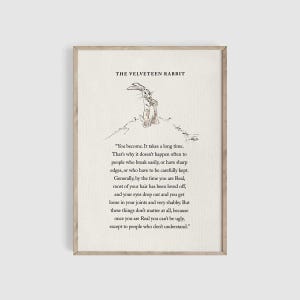 Velveteen Rabbit Quote Print, Nursery Wall Art, Nursery Prints, Motivational Print, Baby Shower Gift, Book Page Wall Art, Vintage Book Page Cream