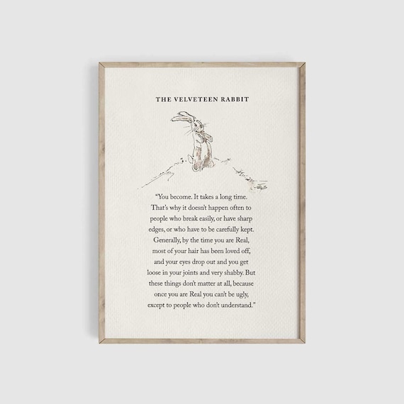 Velveteen Rabbit Quote Print, Nursery Wall Art, Nursery Prints, Motivational Print, Baby Shower Gift, Book Page Wall Art, Vintage Book Page