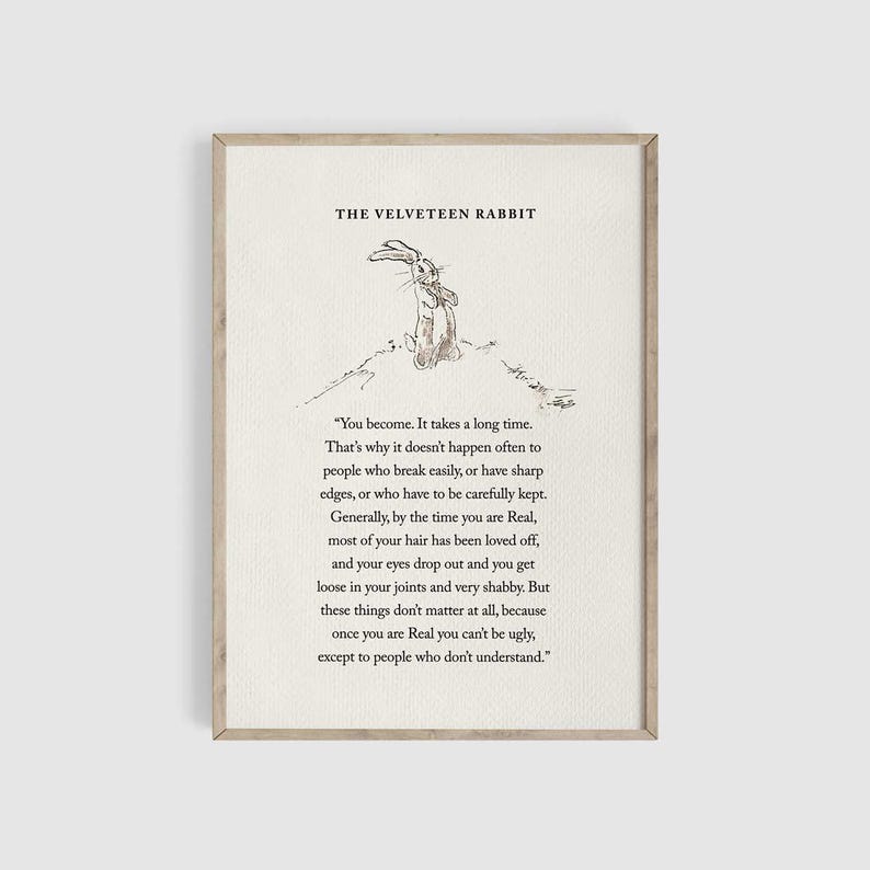 Velveteen Rabbit Quote Print, Nursery Wall Art, Nursery Prints, Motivational Print, Baby Shower Gift, Book Page Wall Art, Vintage Book Page Cream