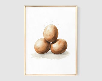 Eggs Watercolor Print, Egg Art, Food Art, Kitchen Wall Art Decor, Kitchen Gift, Food Illustration, Breakfast Wall Art