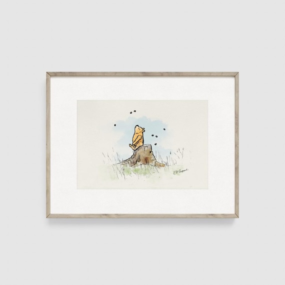 Winnie the Pooh Art Print, Nursery Print, Kids Room Wall Art, Pooh Print, Classic Vintage Art, Baby Shower, EH Shepard, Baby Gift #58