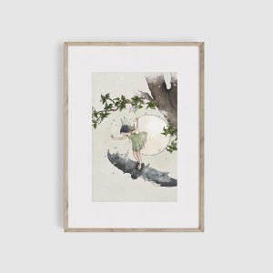 Fairy Riding a Bat, Ida Rentoul Outhwaite, Fairytale Whimsical Wall Art, Nursery Wall, Kids Room, Cute Witchy Vintage Art, Bat Wall Art #3