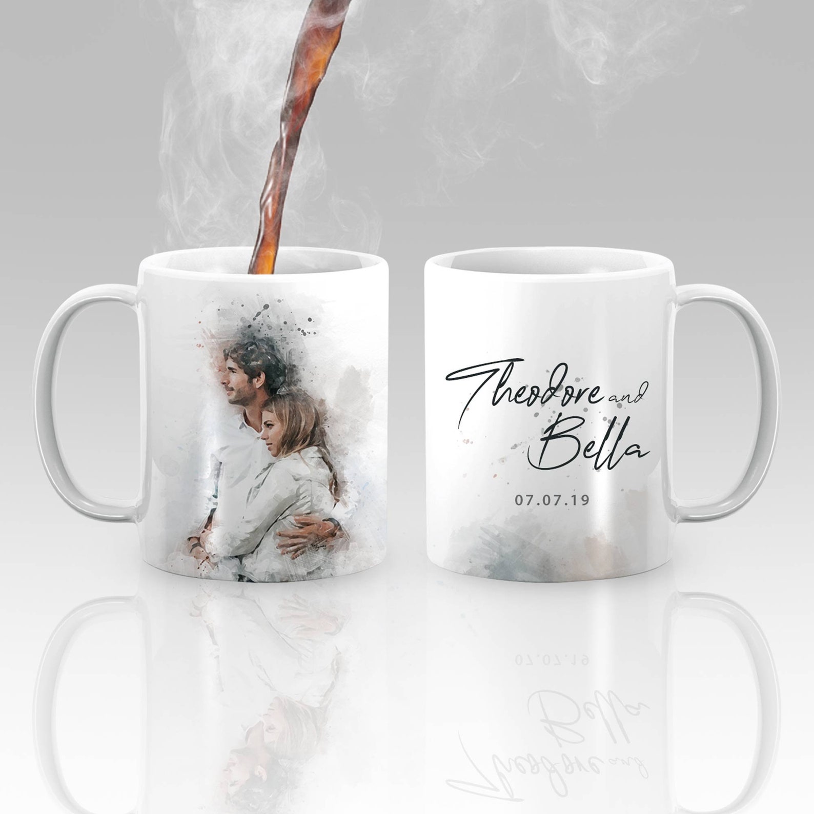 Custom Picture to Watercolor Mug From Photo Watercolor | Etsy