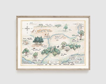 100 Acre Wood Map, Classic Winnie the Pooh Nursery, Kids Room Wall Decor, Baby Shower Gift, Winnie the Pooh Baby, Boy Nursery, Girl Nursery