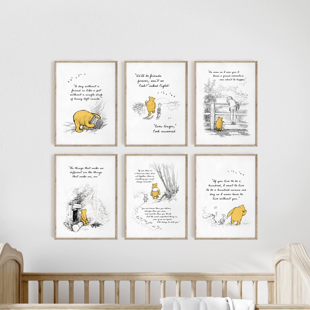 Winnie the Pooh Quote Prints, Set of 6 Prints, A.A.