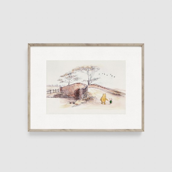 Vintage Winnie the Pooh Art Print, Piglet, Nursery Decor, Kids Room Wall Art, Classic Vintage Art, Baby Shower, Landscape Art, Baby Gift #59