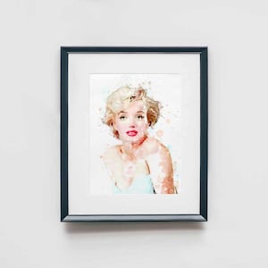 Marilyn Monroe Wall Art, Poster, Art, Watercolor Art Print, Pop Culture