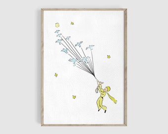 The Little Prince Nursery Art Print, The Little Prince Wall Art, Le Petit Prince, Nursery Wall Art, Kids Room Decor, Baby Shower Gift, LP2