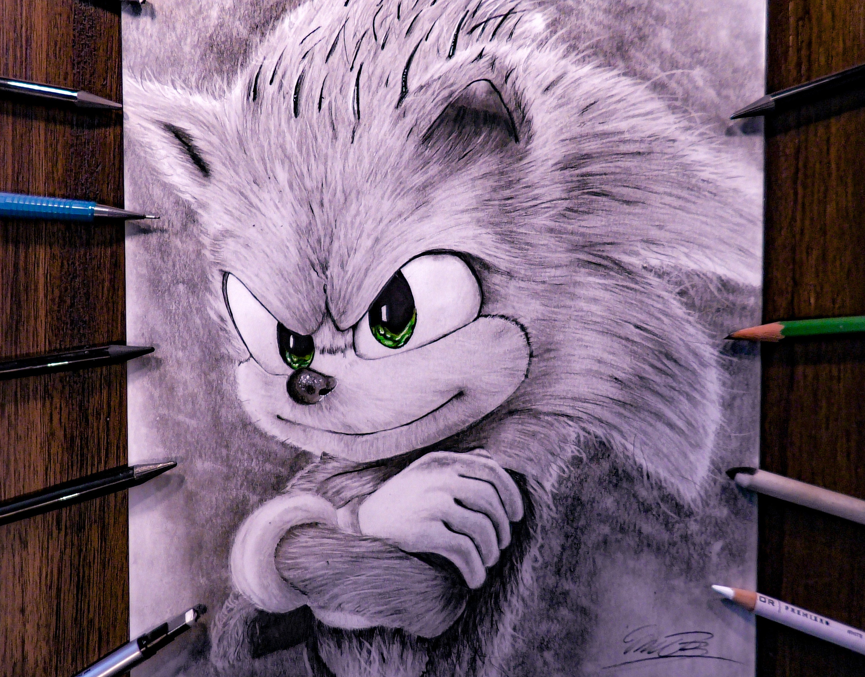 Dibujo de Sonic the Hedgehog en lápiz - Etsy España