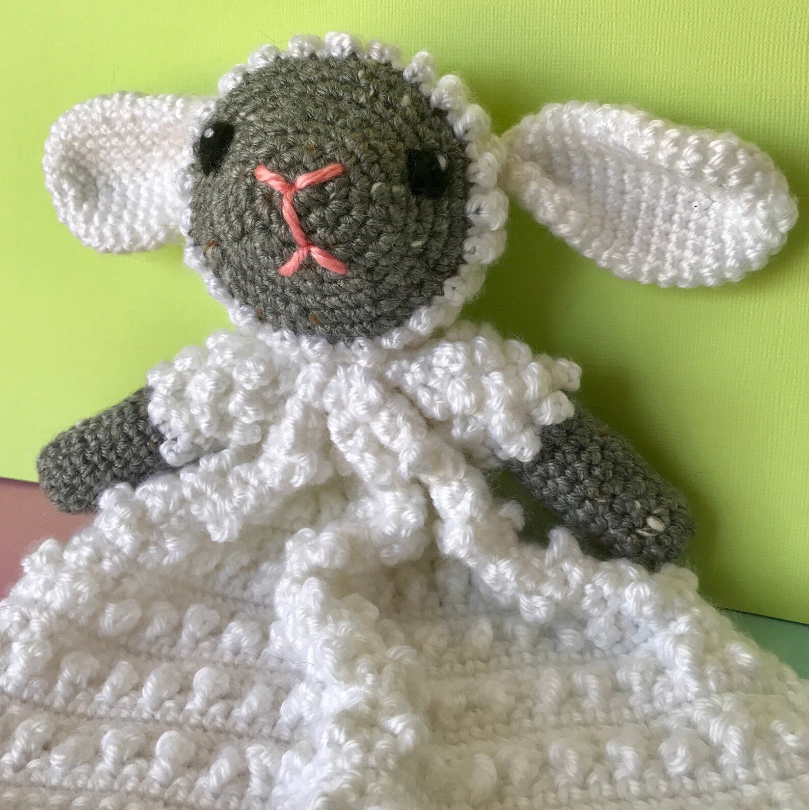 Crochet Lamb Lovey Blanket Baby Blanket Easter Gift Spring Etsy