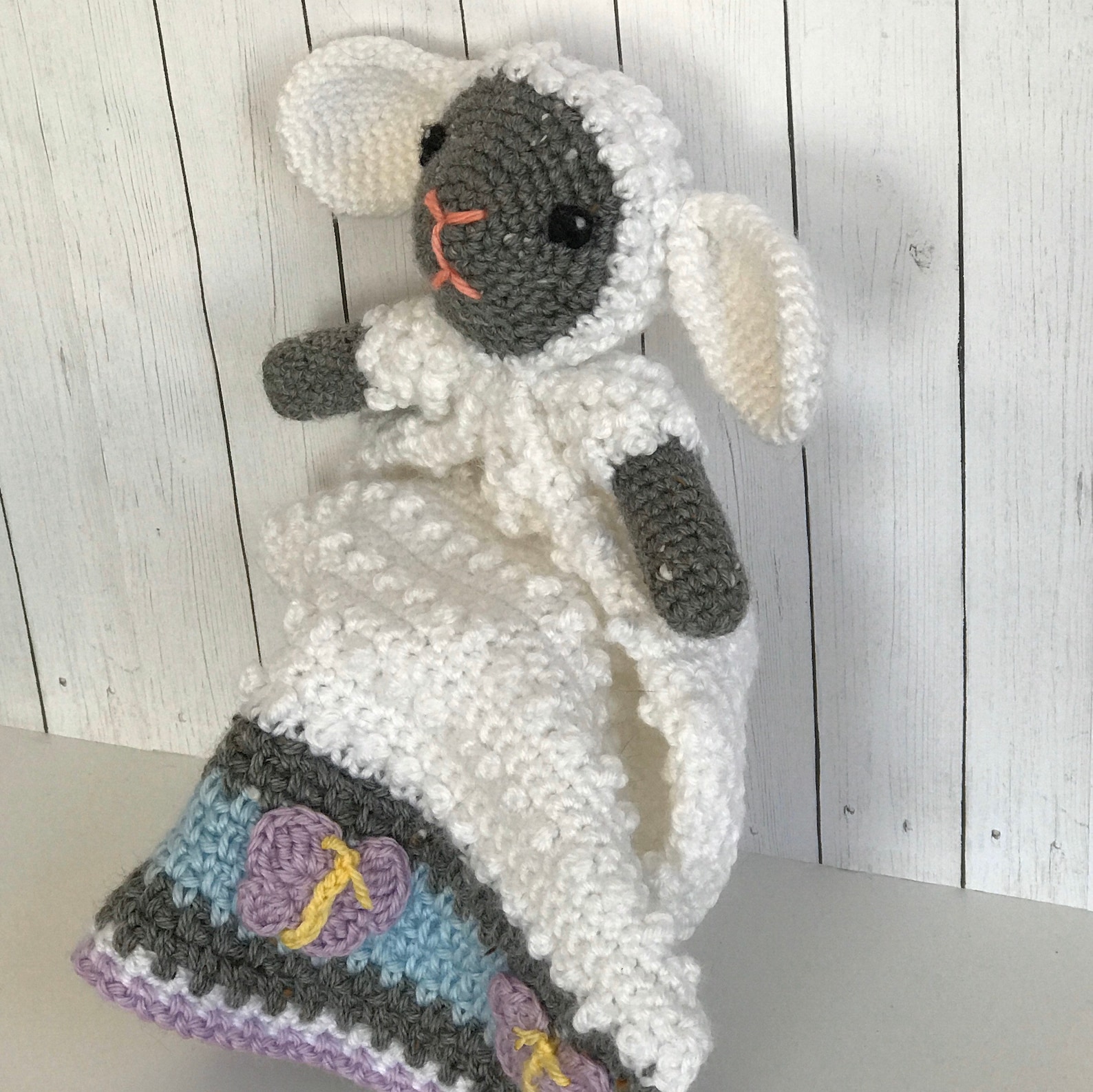 Crochet Lamb Lovey Blanket Baby Blanket Easter Gift Spring Etsy