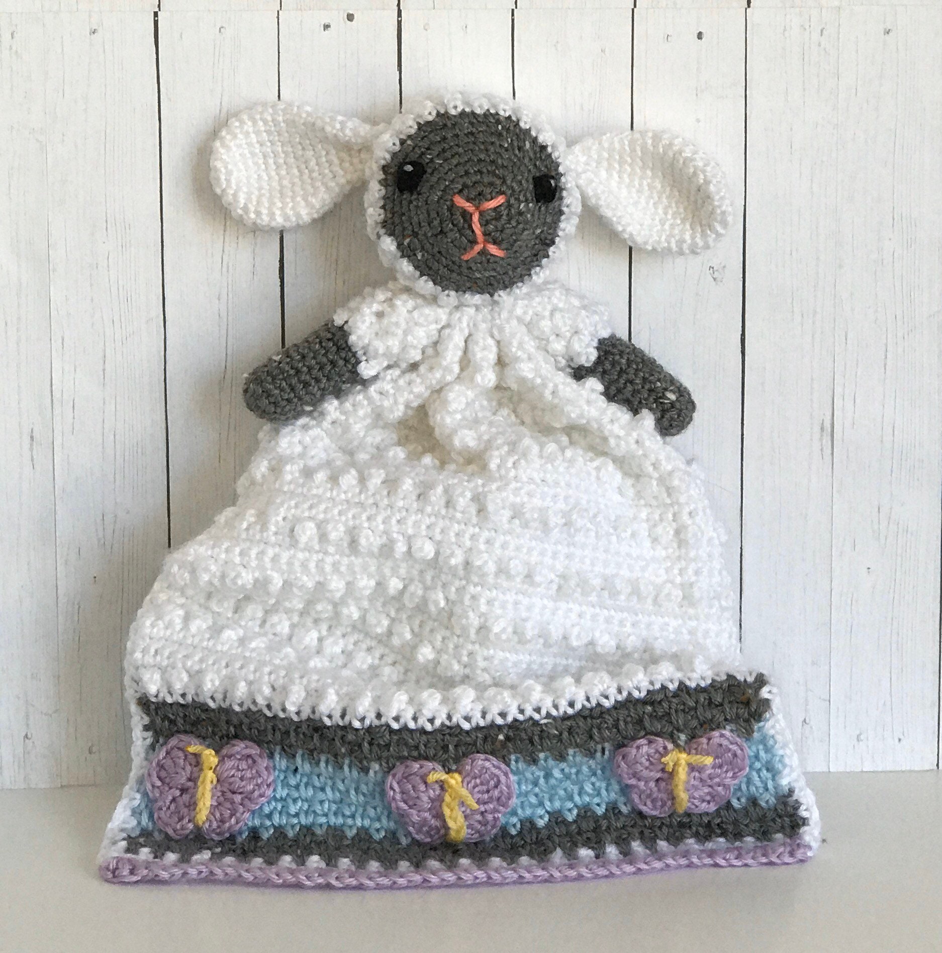 Crochet Lamb Lovey Blanket Baby Blanket Easter Gift Spring Etsy