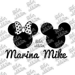 Minnie Mouse/Musse Pigg Silhuett HTV | Personlig Stryk-på vinyl | Disney Lyser i mörkret | Anpassat Bebisnamn | Enkel DIY-dekal T-shirt bild 5