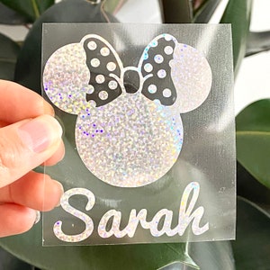 Minnie / Mickey Mouse Silhouette HTV | Personalized Iron-on Vinyl | Disney Glow In The Dark | Custom Baby Name | Easy DIY Decal T-shirt
