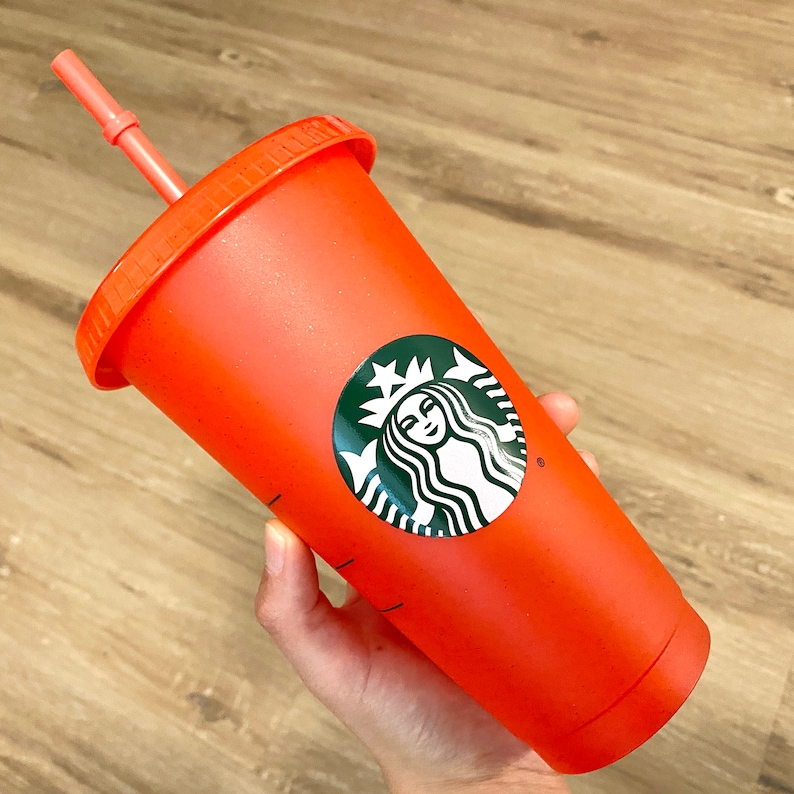 Glitter Starbucks Reusable Cold Cups With Lid and Straw Etsy