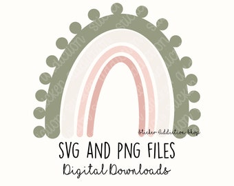 Boho Rainbow SVG and PNG Cut File | Hand Drawn Rainbow Sticker for Cricut, Silhouette and Cameo  | Instant Digital Download DIY Earthy color