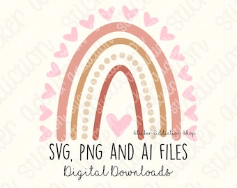 Boho Rainbow SVG and PNG Cut File | Hand Drawn Rainbow Sticker for Cricut, Silhouette and Cameo  | Instant Digital Download DIY Blue colors