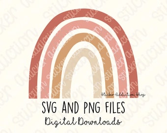 Modern Rainbow SVG, PNG and Ai Cut and Print File | Heart Hand Drawn Rainbow Sticker for Cricut, Silhouette and Cameo | DIY Digital Download