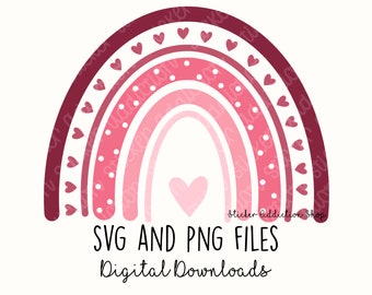 Boho Rainbow SVG and PNG Cut File | Hand Drawn Rainbow Sticker for Cricut, Silhouette and Cameo  | Instant Digital Download Pastel Pink DIY