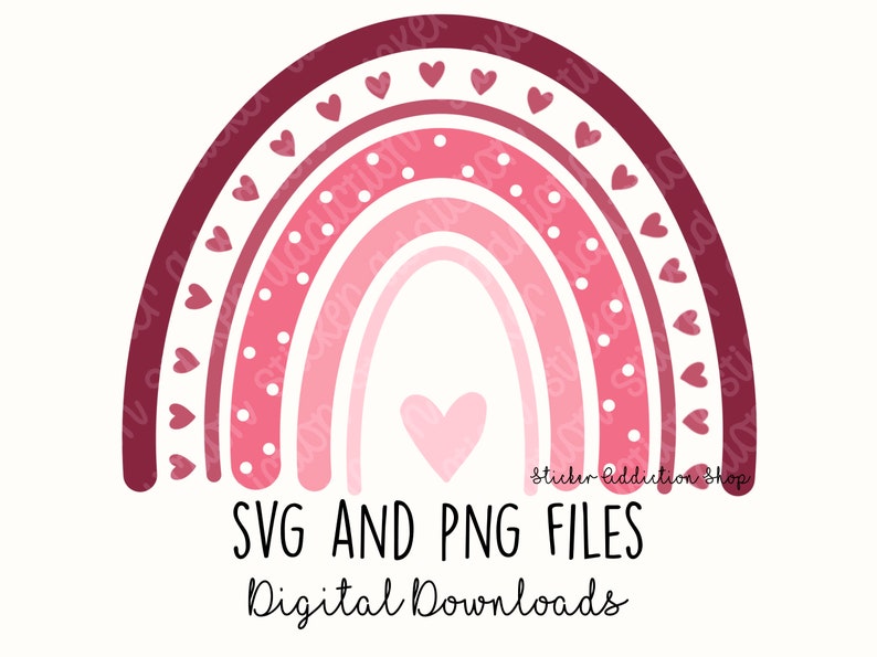 Boho Rainbow SVG and PNG Cut File | Hand Drawn Rainbow Sticker for ...