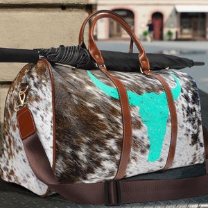 Original Yellow High-Capacity Patchwork Cowhide Outdoor Travel Shoulder Bag main image 0