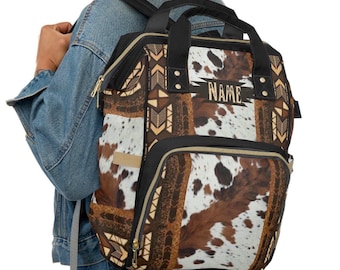 Western cowhide print Diaper Backpack | southwestern baby bag | monogrammed backpack | customized bag | new mom gift | baby shower gifts