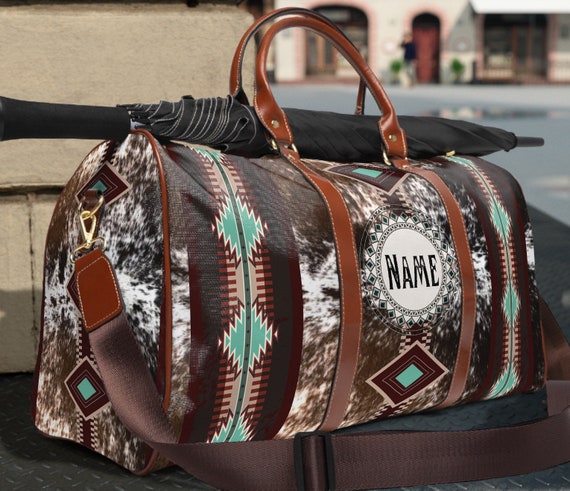Personalized Western Cowgirl Travel Bag Cowhide Print Duffel Bag Boho Cowboy Tote Weekender Bag Girls Overnight Bag Custom Shoulder Bag Etsy