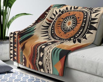 Sherpa Southwestern Fleecedecke, Western-Thema Fleecedecke, Cowgirlzimmerdeko, Stammesindianerdekor, dekorative Decke, Cowboy
