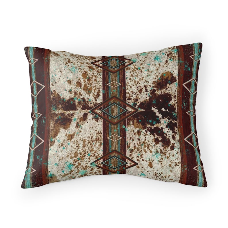 Cowhide Print Western Pillow Sham | cow hide print pillowcase | southwestern bedding | cowboy western pillow cover | boho tribal bedroom 26" x 20"