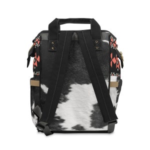 Personalized Faux Cowhide Backpack | boho western baby bag | monogrammed diaper bag | cow hide print back pack | customized backpack image 5