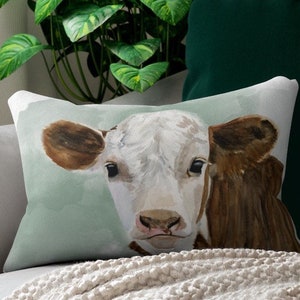 Farmhouse lumbar pillow | farm cow throw pillow | cow print pillow | decorative pillow | cowboy western gifts | southwestern home decor