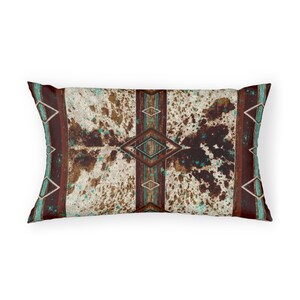 Cowhide Print Western Pillow Sham | cow hide print pillowcase | southwestern bedding | cowboy western pillow cover | boho tribal bedroom 36" x 20"