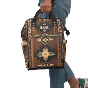 Personalized Diaper Backpack | southwestern backpack | tribal Indian bag | customized boho Aztec bag | new mom gift | baby bag | cowgirl bag image 3