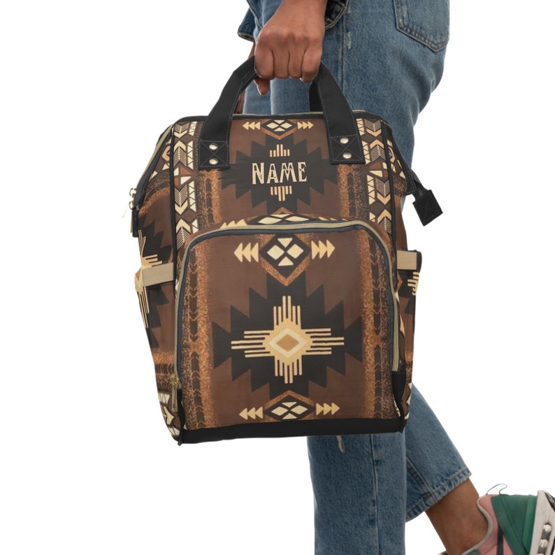 Personalized Diaper Backpack | southwestern backpack | tribal Indian bag | customized boho Aztec bag | new mom gift | baby bag | cowgirl bag image 3