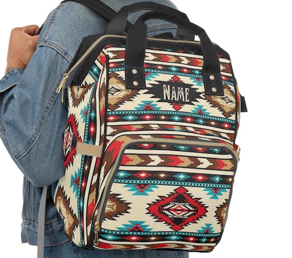 Personalized Southwestern Diaper Backpack | boho western backpack | custom tribal Indian baby bag | new mom gift | monogrammed backpack