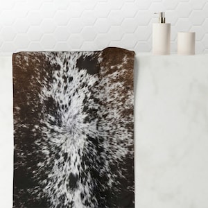 Cowhide print bath towel, faux cowhide bathroom towel, western bathroom decor,  animal print towel, farmhouse bath towel, county western