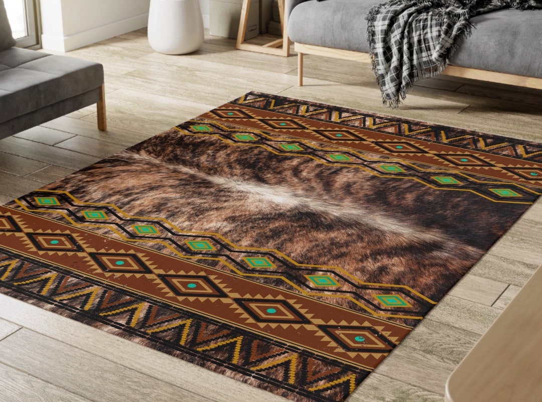 Cowhide Printed Area Rug Faux Cowhide Accent Rug Etsy