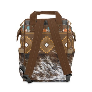 Personalized Faux Cowhide Backpack | boho western backpack | monogrammed diaper bag | cow hide print baby bag | personalized backpack image 4