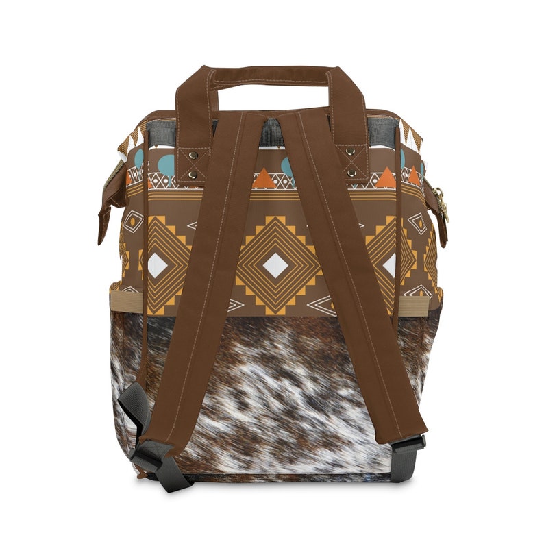 Personalized Faux Cowhide Backpack | boho western backpack | monogrammed diaper bag | cow hide print baby bag | personalized backpack image 4