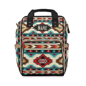 Personalized Southwestern Diaper Backpack | boho western backpack | custom tribal Indian baby bag | new mom gift | monogrammed backpack image 2