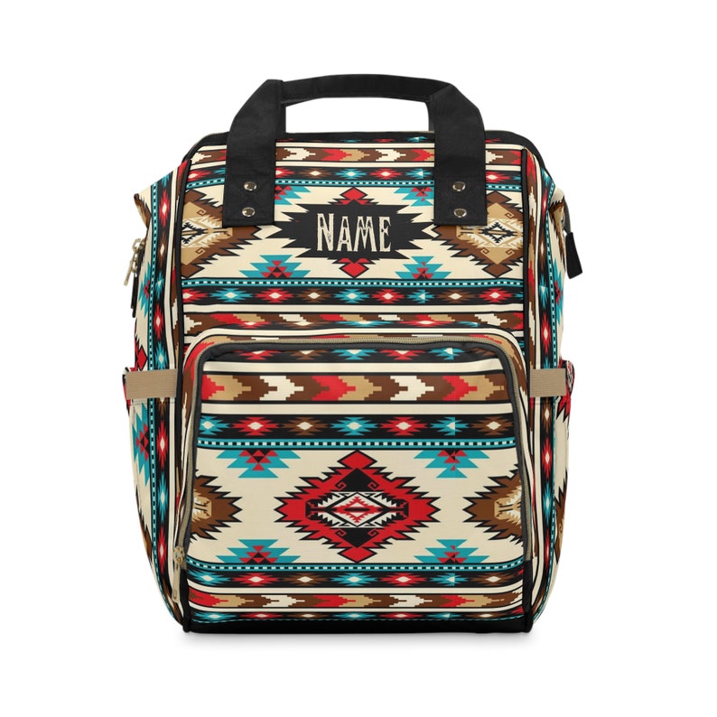 Personalized Southwestern Diaper Backpack | boho western backpack | custom tribal Indian baby bag | new mom gift | monogrammed backpack image 2