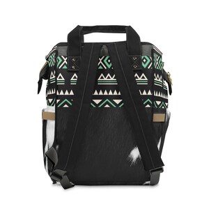 Personalized Cowhide Print Backpack, monogrammed boho western backpack, cowgirl diaper bag, southwestern travel bag, customized backpack image 5