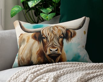 Western Cow Pillow Covers 12x20 Inches – Flannel Howdy Decor, Hidden Zipper, Cowhide Print For Sofa Or Bed